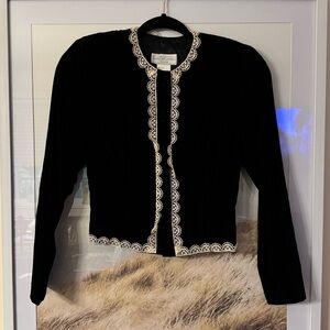 Gunne Sax Black Velvet Victorian Cardigan